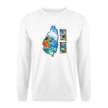 Aquarell Landkarte Saint Lucia - Unisex Pullover - Weiß - Vorne