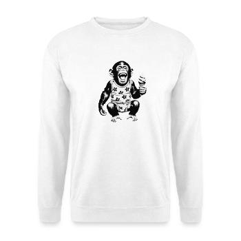 Singe rieur avec de la glace - Sweat-shirt Unisexe - blanc - Devant
