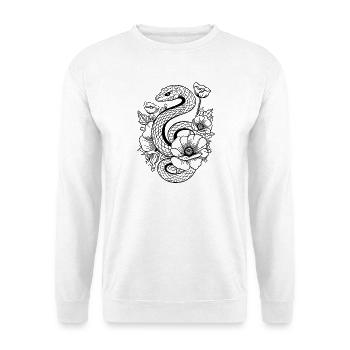 Snake with poppies to color yourself - Unisex Sweatshirt - white - Front