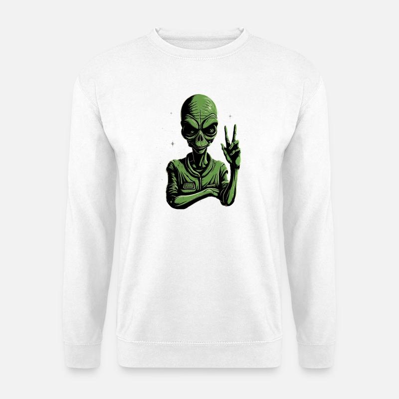 Alien Peace Sign - Unisex Pullover - Weiß
