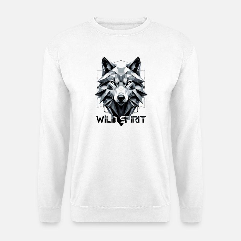 Geometrischer Wolf Tribal Design - Unisex Pullover - Weiß