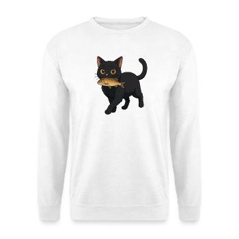 Katze mit Fisch Illustrationsdesign - Unisex Pullover - Weiß - Vorne