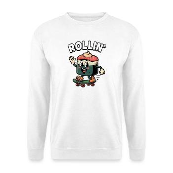 Funny sushi on skateboard - Unisex Sweatshirt - white - Front