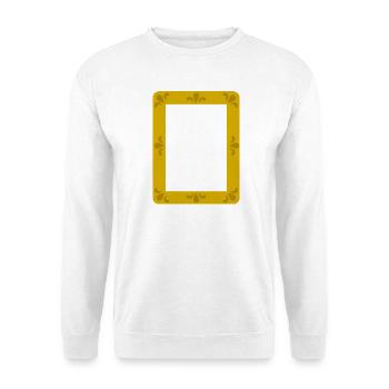 Verziertes Porträt mit Goldrahmen - Unisex Pullover - Weiß - Vorne - Alina (178cm) & Michal (187cm)