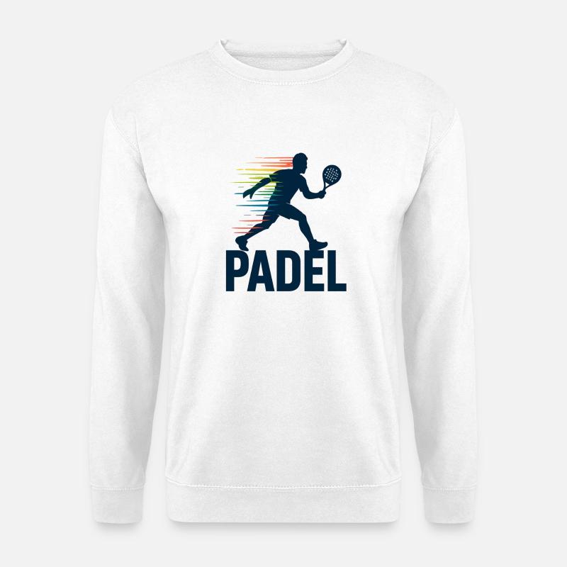 Padel Silhouette im Regenbogen - Unisex Pullover - Weiß