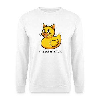 Miezeentchen - Ente und Katze vereint als Badeente - Unisex Pullover - Weiß - Vorne