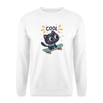Chic skater cat on board - Unisex Sweatshirt - white - Front