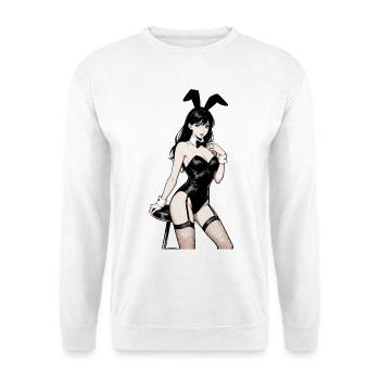 Anime Bunny Frau – Sinnliche Manga Pin-up Art - Unisex Pullover - Weiß - Vorne