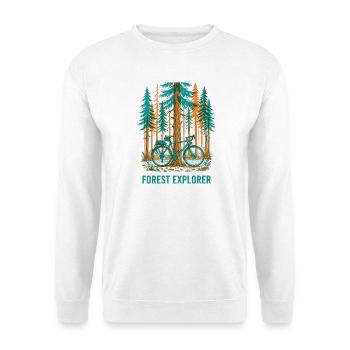 Forest Explorer Risograph Fahrradkunst - Unisex Pullover - Weiß - Vorne