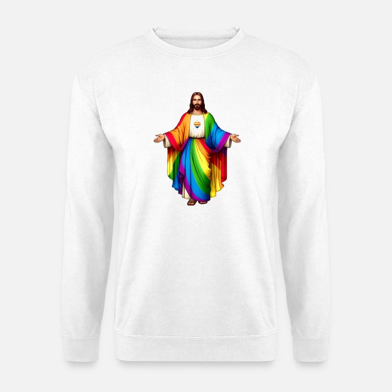 Jesus-Regenbogenherz-Stolz - Unisex Pullover - Weiß