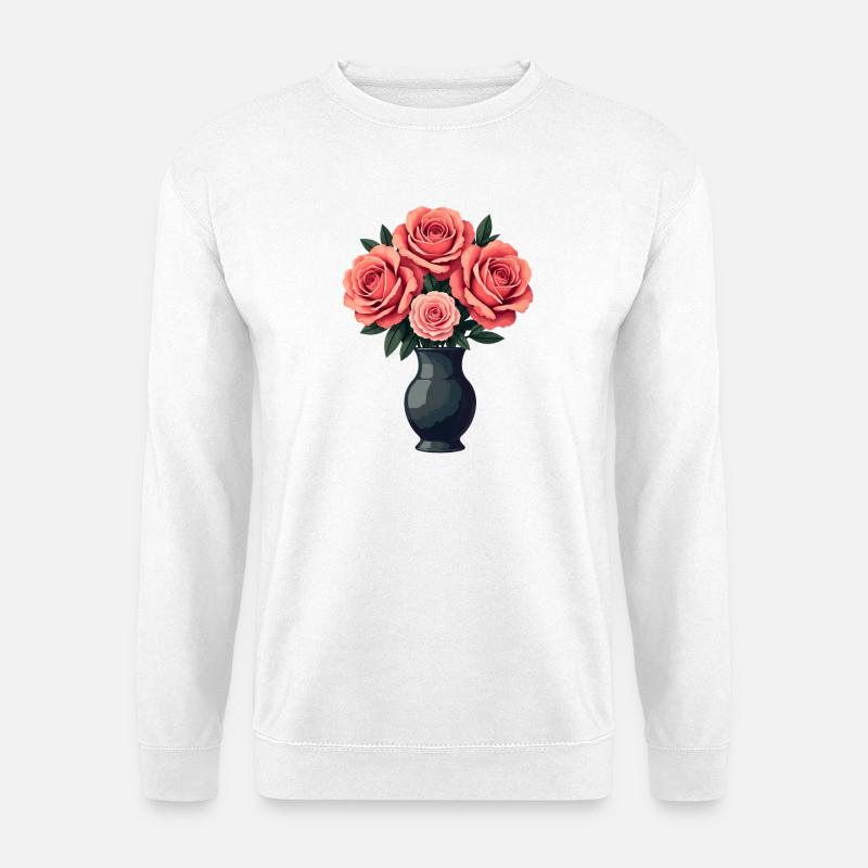 Rosa Rosen - Unisex Pullover - Weiß
