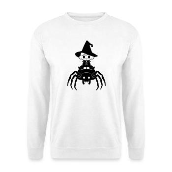 Cute Witch Rides Spider Halloween Motif - Unisex Sweatshirt - white - Front