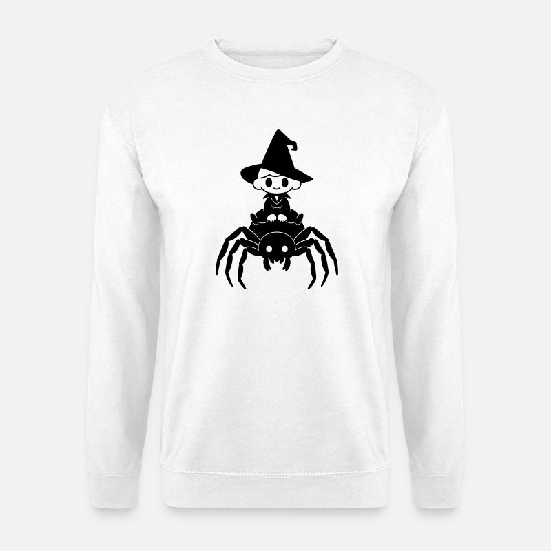 Cute Witch Rides Spider Halloween Motif - Unisex Sweatshirt - white