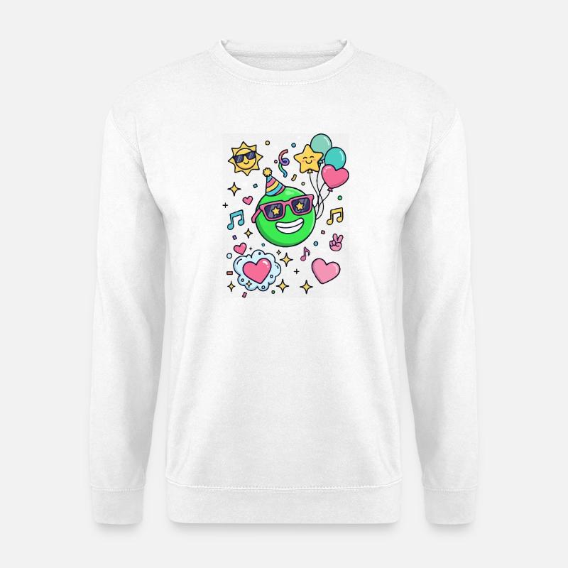 Festliches Smiley mit Luftballons - Unisex Pullover - Weiß