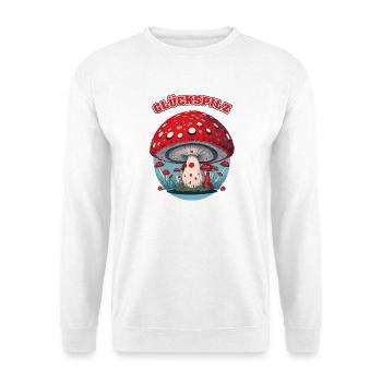 Glückspilz Cartoon Pilz - Unisex Pullover - Weiß - Vorne