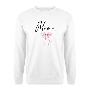 Mama Design mit Rosa Schleife – Süßes Mama Motiv - Unisex Pullover - Weiß - Vorne