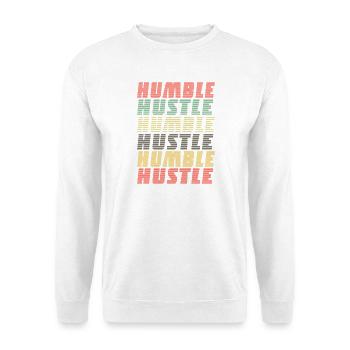 Humble Hustle – Unternehmer-Geschäftsmann-Geschäft - Unisex Pullover - Weiß - Vorne - Alina (178cm) & Michal (187cm)