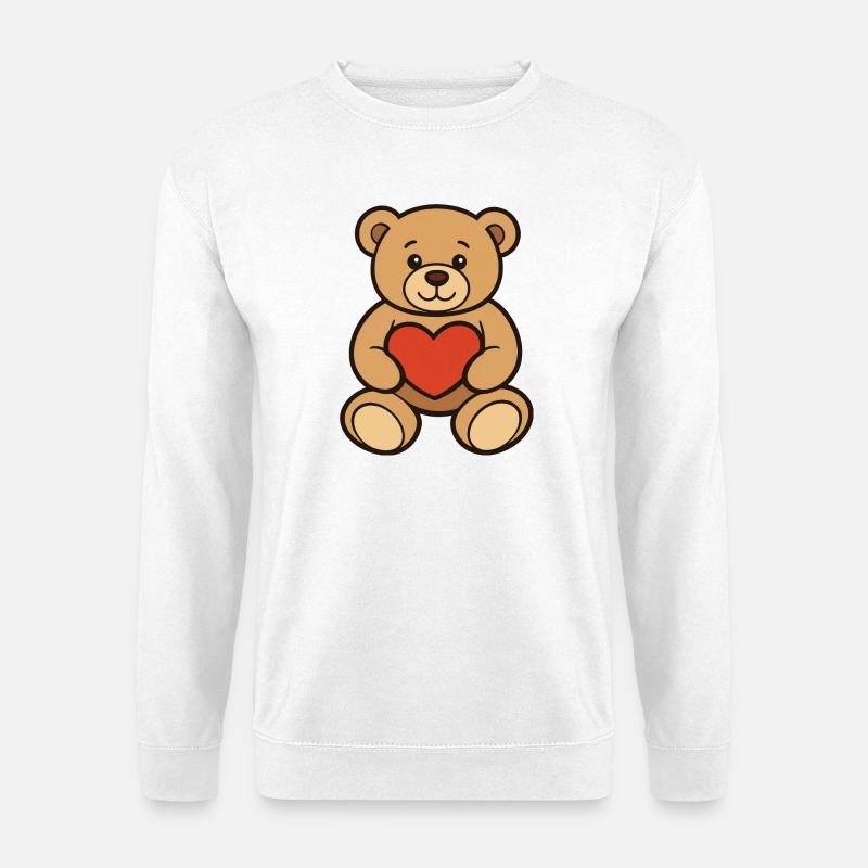 Teddy Bear with Heart Comic Art - Unisex Sweatshirt - white