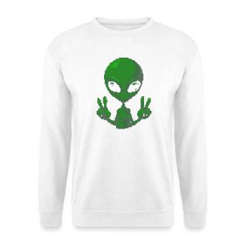 T-shirt Pixel Alien Signe de la Paix - Sweat-shirt Unisexe - blanc - Devant
