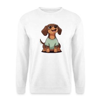 Happy Dachshund Cartoon Heart Warmer Shirt HAS SHORT LE - Unisex Sweatshirt - white - Front
