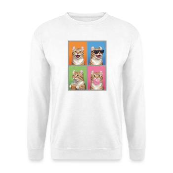 Katzen American Curl Katze - Unisex Pullover - Weiß - Vorne - Alina (178cm) & Michal (187cm)