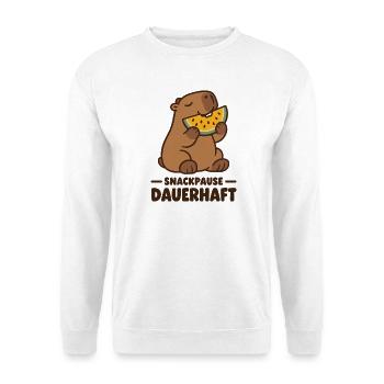 Snackpause dauerhaft Wasserschwein Melone - Unisex Pullover - Weiß - Vorne - Alina (178cm) & Michal (187cm)