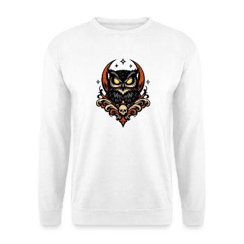 NachtEule Totenkopf Ornament - Unisex Pullover - Weiß - Vorne - Alina (178cm) & Michal (187cm)