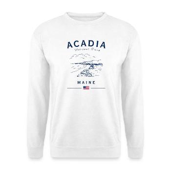 Acadia Nationalpark Maine Coastline Illustration - Unisex Pullover - Weiß - Vorne - Alina (178cm) & Michal (187cm)