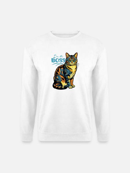 Ich bin der Chef Katzenprint - Unisex Pullover - Weiß