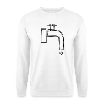Zapfhahn handgezeichnet - Unisex Pullover - Weiß - Vorne - Alina (178cm) & Michal (187cm)