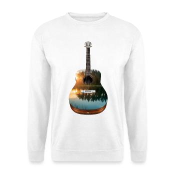 Gitarre mit Natur Landschaft Musik Instrumente - Unisex Pullover - Weiß - Vorne - Alina (178cm) & Michal (187cm)