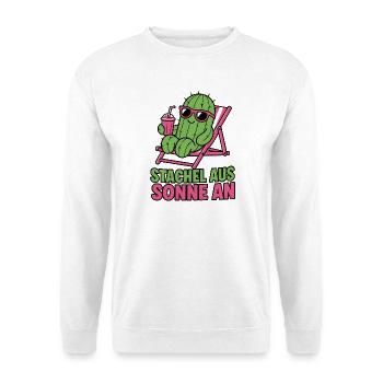 Stachel aus Sonne an Kaktus Sommer Urlaub Design - Unisex Pullover - Weiß - Vorne - Alina (178cm) & Michal (187cm)