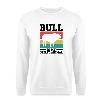 Stier Krafttier Retro-Look - Unisex Pullover - Weiß - Vorne - Alina (178cm) & Michal (187cm)