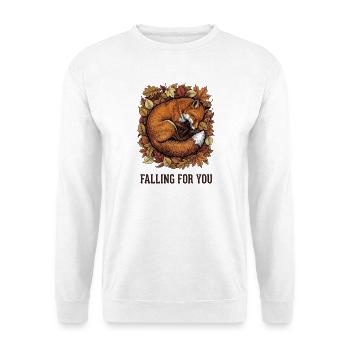 Falling For You Schlafender Fuchs Herbst - Unisex Pullover - Weiß - Vorne - Alina (178cm) & Michal (187cm)