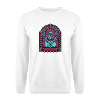 Fortune Teller Schädel Neon Tarot - Unisex Pullover - Weiß - Vorne - Alina (178cm) & Michal (187cm)