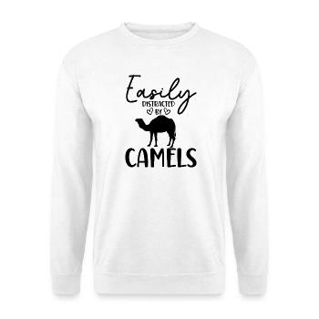 Kamel Ablenkung Humor - Unisex Pullover - Weiß - Vorne - Alina (178cm) & Michal (187cm)