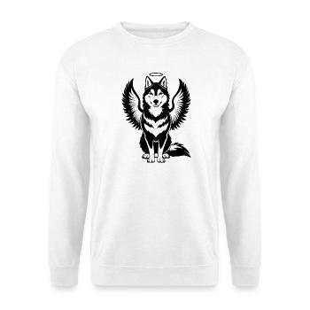 Sibirischer Husky-Engelflügel-Halo - Unisex Pullover - Weiß - Vorne - Alina (178cm) & Michal (187cm)