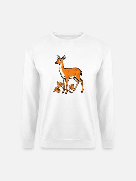 Reh im Herbstlaub - Unisex Pullover - Weiß