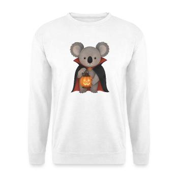 Vampirkoala und Kürbislaterne - Unisex Pullover - Weiß - Vorne - Alina (178cm) & Michal (187cm)