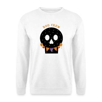 Starry Skull Boo Crew Halloween - Unisex Pullover - Weiß - Vorne - Alina (178cm) & Michal (187cm)