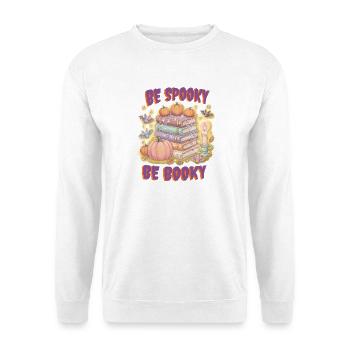 Cozy „Be Spooky Be Booky“ Halloween - Unisex Pullover - Weiß - Vorne - Alina (178cm) & Michal (187cm)