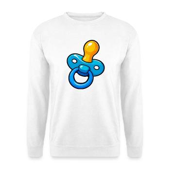 Buntes Schnuller-Design für Babys - Unisex Pullover - Weiß - Vorne - Alina (178cm) & Michal (187cm)