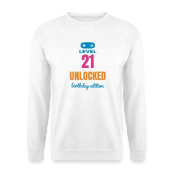 Level 21 Freigeschaltete Geburtstagsedition - Unisex Pullover - Weiß - Vorne - Alina (178cm) & Michal (187cm)