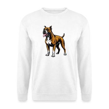 Boxer Dog Stand - Unisex Pullover - Weiß - Vorne - Alina (178cm) & Michal (187cm)