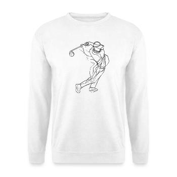 Golfer Strichzeichnung - Unisex Pullover - Weiß - Vorne - Alina (178cm) & Michal (187cm)