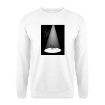 Lichtspot Maus im Rampenlicht - Unisex Pullover - Weiß - Vorne - Alina (178cm) & Michal (187cm)