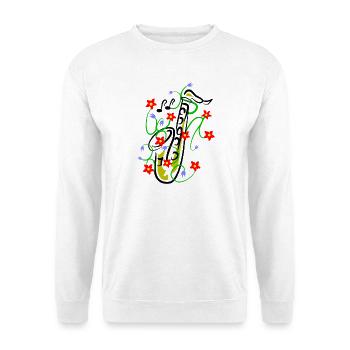 Saxophon Design - Unisex Pullover - Weiß - Vorne