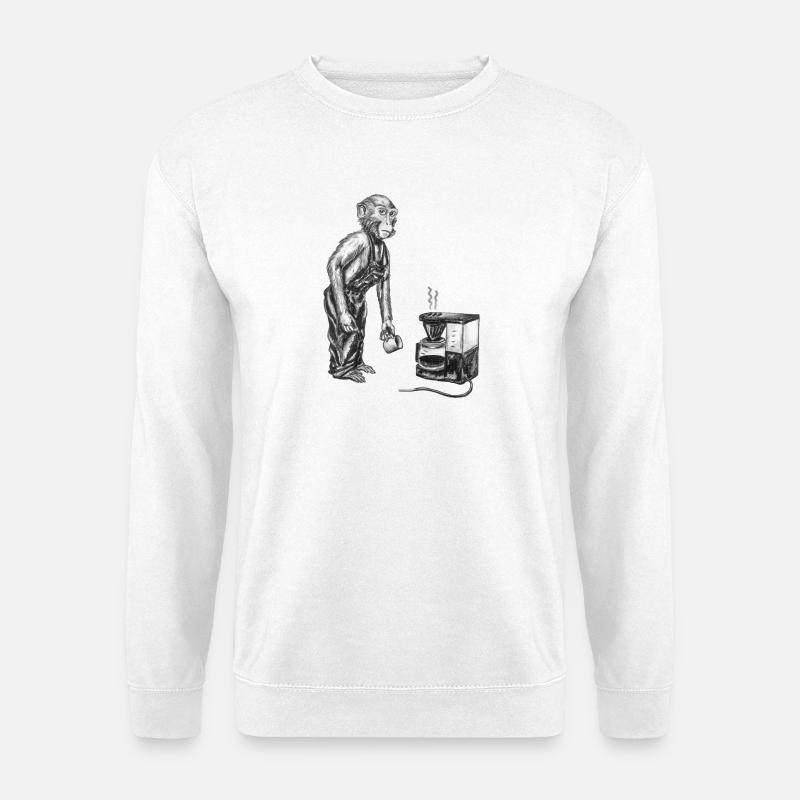 Monkey and coffee - Unisex Sweatshirt - white
