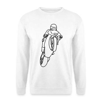 Wheelie extrem mit Rennmotorrad - dunkel - Unisex Pullover - Weiß - Vorne