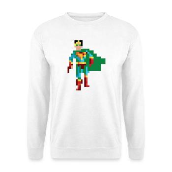 Pixel Art Superhero - Male Hero With Green Cape - Unisex Sweatshirt - white - Front